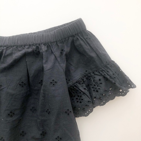 Madewell Navy Flutter Sleeve Off-Shoulder Top - Picture 3 of 7